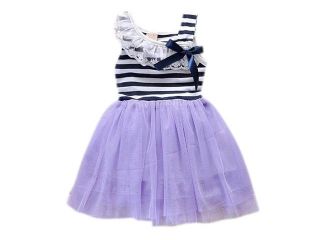 Baby girl striped dress kids lace summer style dresses children bowknot sleeveless clothing purple 90cm 