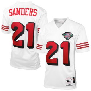 Mitchell & Ness Deion Sanders San Francisco 49ers White Authentic Throwback Jersey