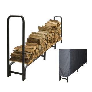 Pleasant Hearth 48 in x 14 in x 11 ft 9 in Steel Heavy Duty Log Rack with Full Cover