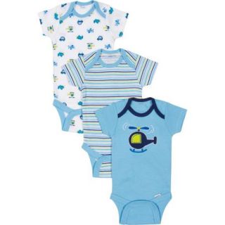 Gerber Newborn Baby Boy Bodysuits Variety, 3 Pack