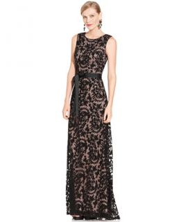Adrianna Papell Petite Sleeveless Lace Gown   Dresses   Women