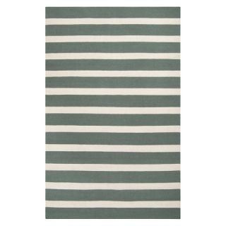 Stripe Flat Weave Area Rug   Green