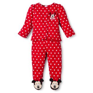 Disney® Newborn Girls Minnie Mouse Footed Pant Set   Red
