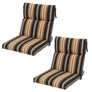 Hampton Bay Charcoal Stripe Outdoor Dining Chair Cushion (2 Pack) 7718 02225800