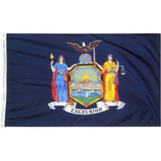 New York State Flag, 3' x 5', Nylon SolarGuard Nyl Glo, Model# 143860