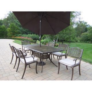 Oakland Living Oxford Mississippi 7 Piece Dining Set with Cushions and Umbrella