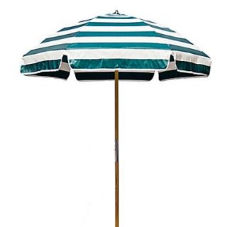 Frankford Umbrellas 6.5 ft. Shade Star Striped Beach Umbrella; Forest Green / White Stripe