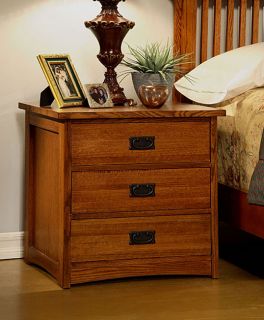 Mission Solid Oak 3 Drawer Nightstand  ™ Shopping   Great