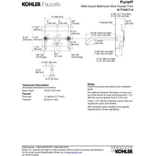 Kohler K T14417 4 SN Purist Vibrant Polished Nickel  Wall Mount Bathroom Faucets