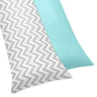 Sweet Jojo Designs Turquoise/ Grey Chevron Print Reversible Pillowcase