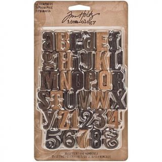 Tim Holtz Idea Ology 1" Wooden Letters and Numbers   Set of 35   7701784