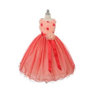 Chic Baby Coral Red Lace Bodice Tulle Flower Christmas Dress Girl 6