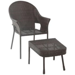 Hampton Bay All Weather Wicker Patio Stack Chair and Ottoman (2 Set) FRS80582ST