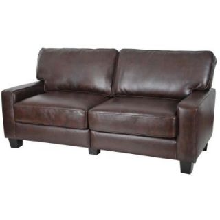 Serta RTA Monaco Collection Bonded Leather 77 in. Sofa in Biscuit Brown/Espresso CR43595P