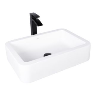 Vigo Navagio Matte Stone Vessel Bathroom Sink and Duris Vessel Faucet