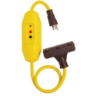 Tower Manufacturing Corporation 2 ft. In Line GFCI Triple Tap Cord Manual Reset 30338024 08