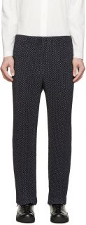 Homme Plissé Issey Miyake Navy Pleated & Printed Trousers