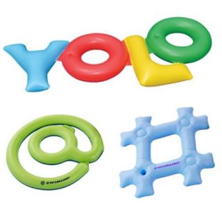 Swimline Inflatable YOLO + Hashtag + @ Sign Swimming Pool Fun Raft Floats Pack