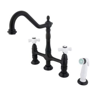 Kingston Brass Heritage Double Handle Widespread Kitchen Faucet with
