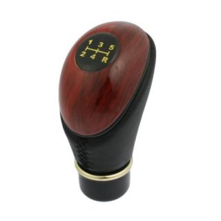 Vehicle Car Wood Faux Leather Manual Gear Shift Knob Cover Black