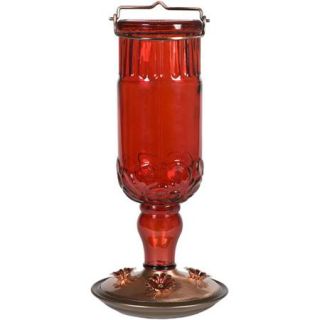 Perky Pet Red Antique Bottle Glass Hummingbird Feeder
