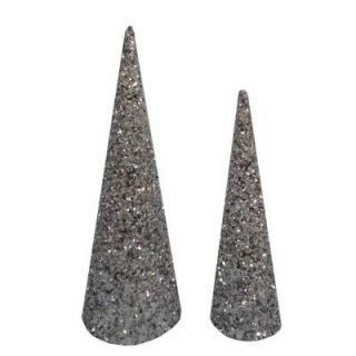 Martha Stewart Living Holiday Frost 18 in. and 12 in. Cone Trees (2 Set) B 134006