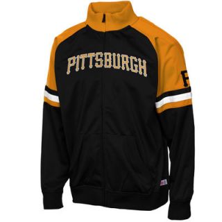 Stitches Pittsburgh Pirates Colorblocked Full Zip Track Jacket   Black/Gold