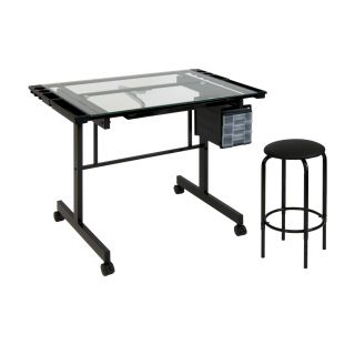 Studio Designs Vision 2 Piece Craft Station and Glass Drafting Table