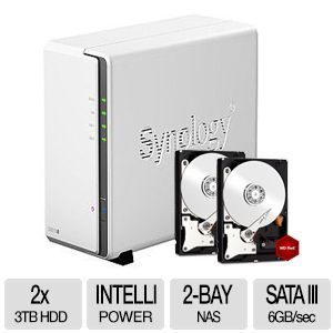 Synology Disk Station Diskless NAS Server and WD Red 3TB NAS Sata 3.5 Hard Drive Bundle
