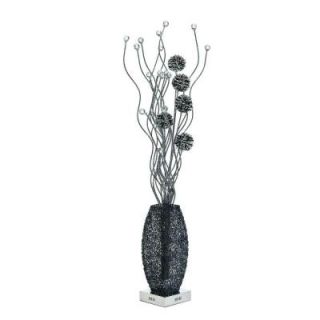 Arclite 56 in. Black Floor Lamp with Crystals Pictured with Cool White LED Bulbs 7865 8F Black