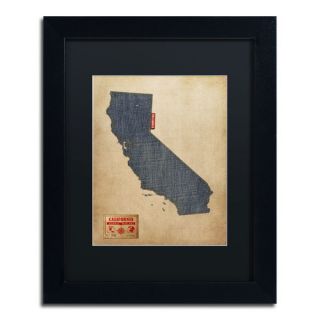 California Map Denim Jeans Style by Michael Tompsett Framed Graphic