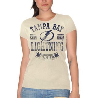 Tampa Bay Lightning Womens First Down Crew T Shirt   Cream