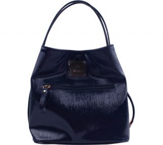 Womens J. Renee BU001 Handbag   Navy Faux Crinkle Patent Leather