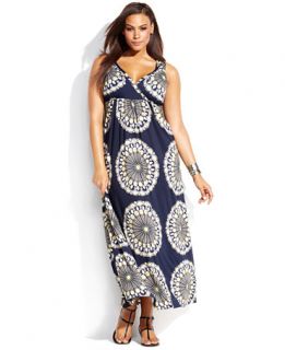 INC International Concepts Plus Size Sleeveless Printed Maxi Dress