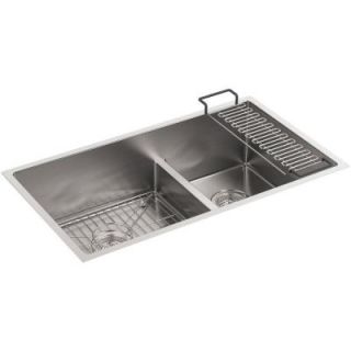 KOHLER Strive Undermount Stainless Steel 32 in. Double Bowl Kitchen Sink K 5284 NA