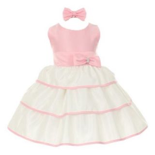 Baby Girls Pink Bow Sash Layered Easter Special Occasion Dress 3 24M