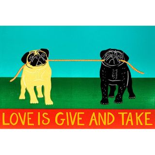 iCanvas Love is Give and Take by Stephen Huneck Graphic Art on Canvas in Blue and Green