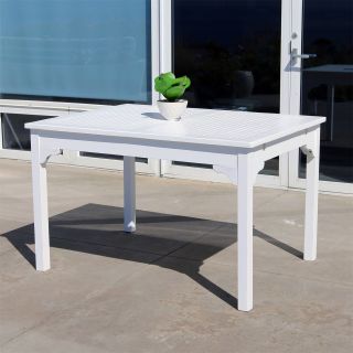 Vifah V1632 Bradley Outdoor Rectangular Garden Table in White