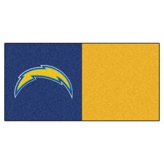 FANMATS NFL   San Diego Chargers Navy Blue and Gold Nylon 18 in. x 18 in. Carpet Tile (20 Tiles/Case) 8569   Mobile