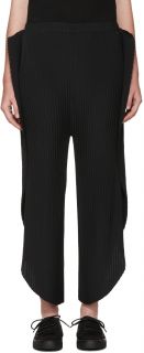 Issey Miyake Black Pleated Solid Earth Lounge Pants