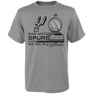 San Antonio Spurs adidas Youth 2014 NBA Western Conference Champions Trophy Locker Room T Shirt  Gray