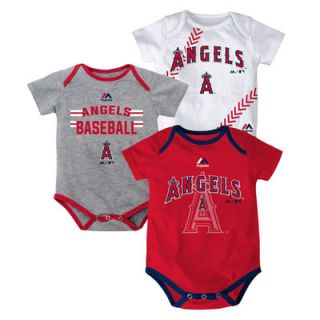 Los Angeles Angels of Anaheim Majestic Newborn & Infant Three Strikes Bodysuit Set   Red/Gray/White