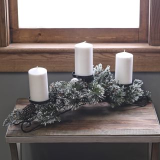 30 in. Glittery Bristle Pine Candle Holder Centerpiece   Christmas Swags & Greenery