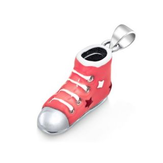 Bling Jewelry Pink Enamel Hi Top Sneaker Baby Shoe Pendant 925 Silver