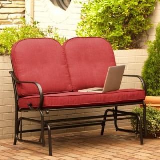 Hampton Bay Fall River Patio Double Glider with Chili Cushion DY11034 G R