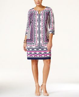 INC International Concepts Plus Size Printed Shift Dress, Only at 