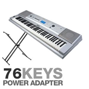 Yamaha DGX230 Portable Grand Piano   Power Adapter, Double X Keyboard Stand, Quickstart DVD, 76 Key, 6 Track Recorder, USB, Flash ROM, 2 Way Speaker System, Bass Boost System