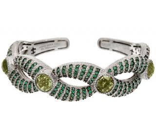 Judith Ripka Sterling Green Mint Quartz & Pave Cuff Bracelet —