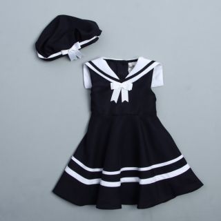 Rare Editions Toddler Girls Navy Sailor Dress and Hat   14057396