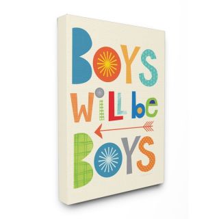 Boys Will Be Boys Multi color with Arrow Stretched Canvas Wall Art